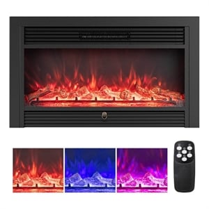 36inch Electric Fireplace Insert 1500W Recessed Fireplace Heater Black