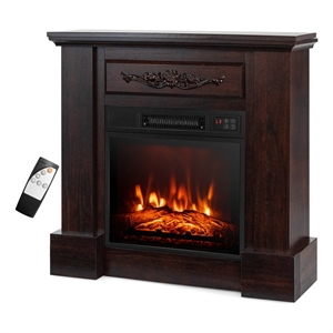 32inch Electric Fireplace Mantel TV Stand Space Heater 1400W Brown