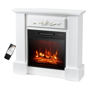 32inch Electric Fireplace Mantel TV Stand Space Heater with 1400W White