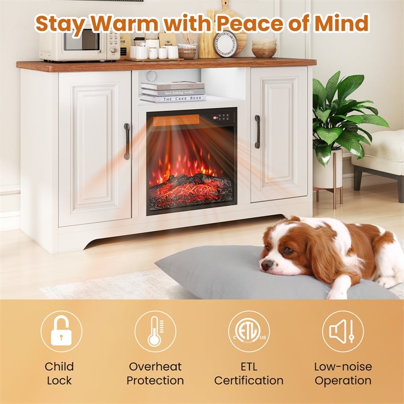 18inch Electric Fireplace Insert with 1500W Fireplace Heater Black