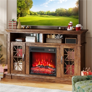 18inch Electric Fireplace Insert with 1500W Fireplace Heater Black