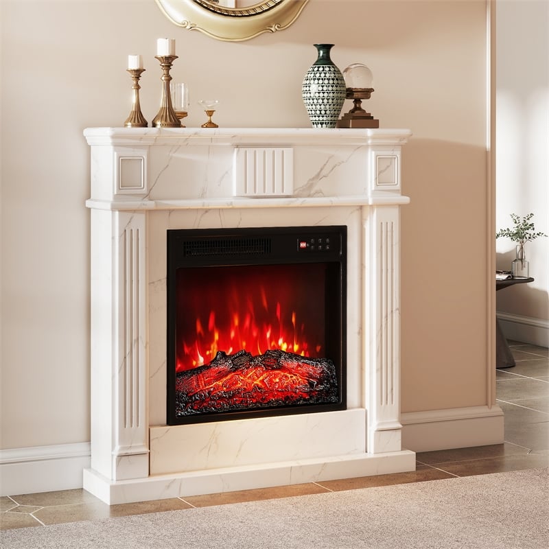 18inch Electric Fireplace Insert with 1500W Fireplace Heater Black