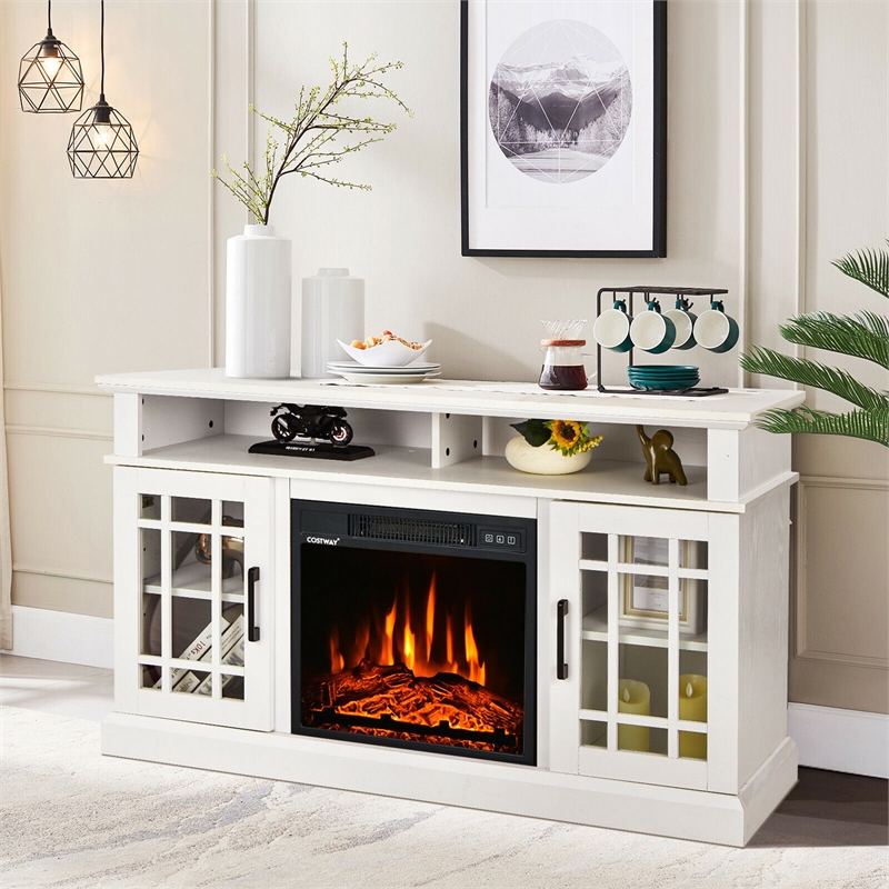 48inch Fireplace TV Stand with 1400W Electric Fireplace White