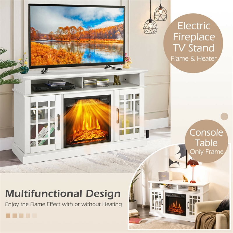 48inch Fireplace TV Stand with 1400W Electric Fireplace White