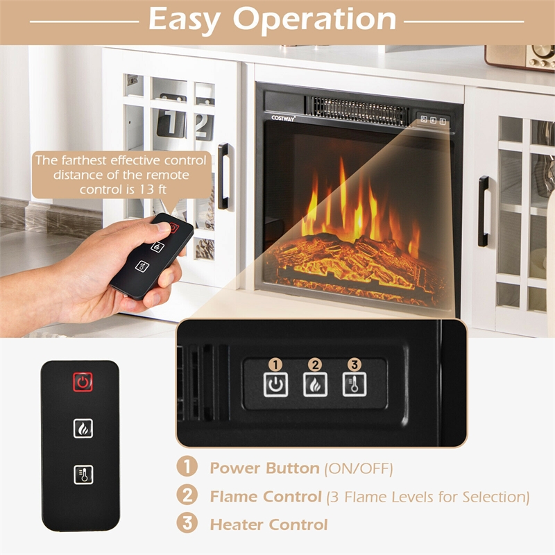 48inch Fireplace TV Stand with 1400W Electric Fireplace White