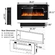 36inch Electric Fireplace Thin Wall Mounted Heater with Multicolor Flame Black