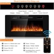 36inch Electric Fireplace Thin Wall Mounted Heater with Multicolor Flame Black