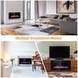 36inch Electric Fireplace Thin Wall Mounted Heater with Multicolor Flame Black