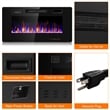 36inch Electric Fireplace Thin Wall Mounted Heater with Multicolor Flame Black