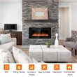 36inch Electric Fireplace Thin Wall Mounted Heater with Multicolor Flame Black