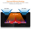 36inch Electric Fireplace Thin Wall Mounted Heater with Multicolor Flame Black