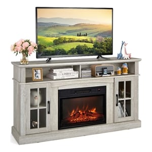 58inch Fireplace TV Stand with 1400W Electric Fireplace Grey