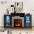Fireplace TV Stand 18inch Electric Fireplace Dark Brown