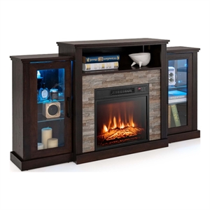 Fireplace TV Stand 18inch Electric Fireplace Dark Brown