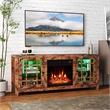 58inch Fireplace TV Stand 18inch Electric Fireplace Rustic Brown