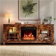 58inch Fireplace TV Stand 18inch Electric Fireplace Rustic Brown