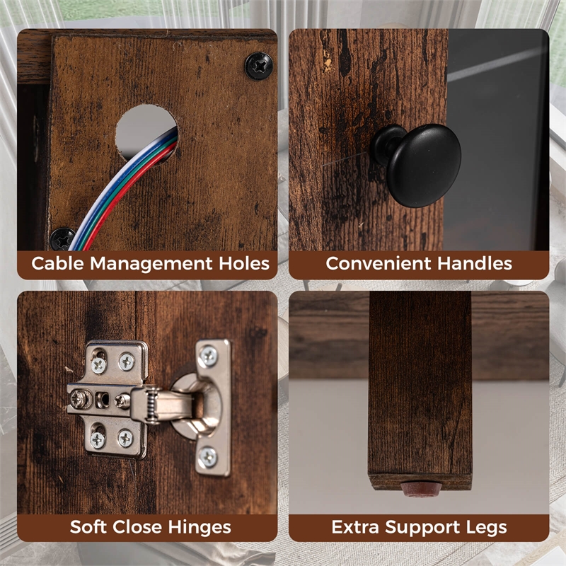 58inch Fireplace TV Stand 18inch Electric Fireplace Rustic Brown