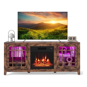 58inch Fireplace TV Stand 18inch Electric Fireplace Rustic Brown
