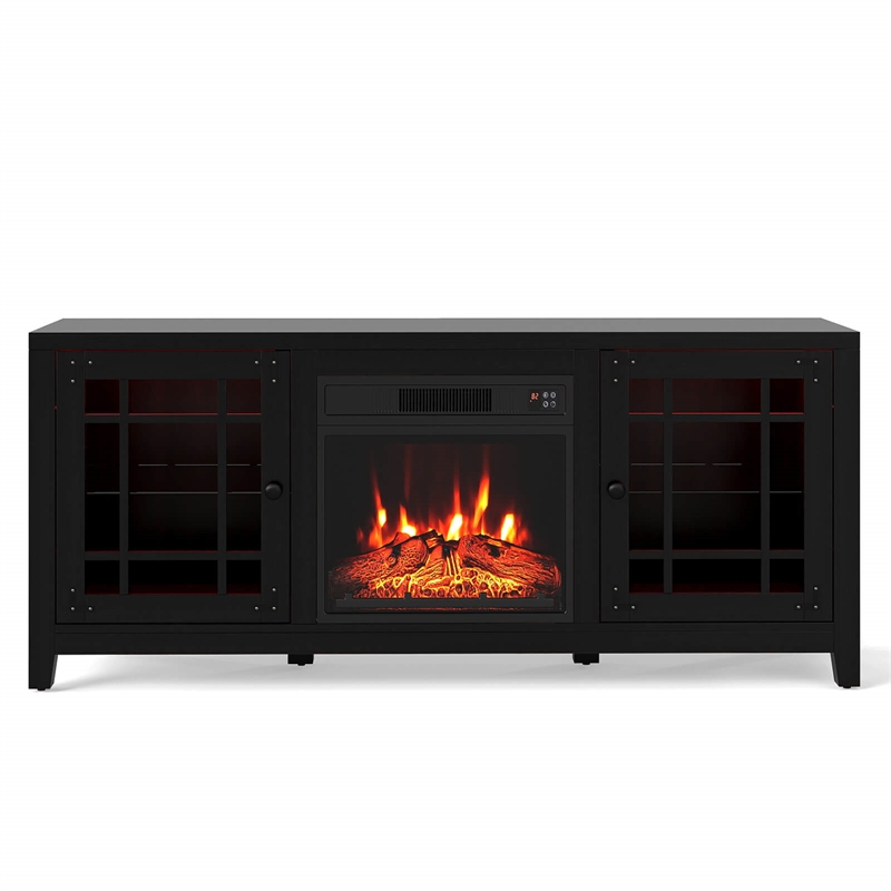 58inch Fireplace TV Stand 18inch Electric Fireplace Remote Controls Black