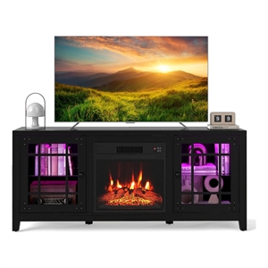58inch Fireplace TV Stand 18inch Electric Fireplace Remote Controls Black