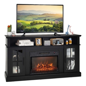 58inch Fireplace TV Stand with 1400W Electric Fireplace Black