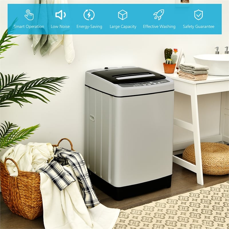 Full Automatic Washing Machine 1.5 CuFt 11 LBS Spin Dryer Gray