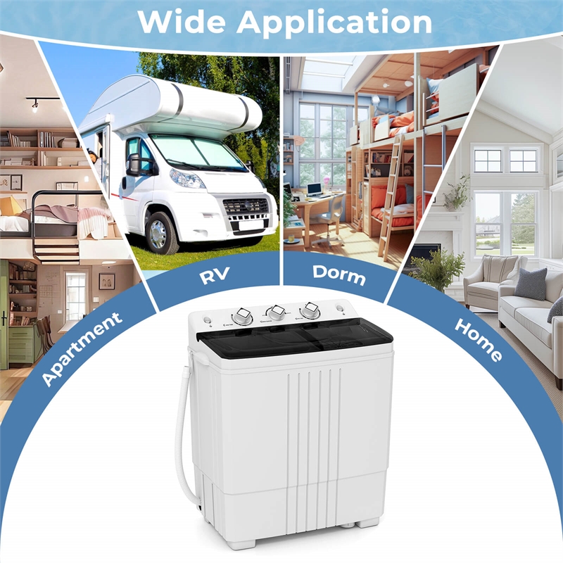 20lbs Compact Mini Portable Twin Tub Washing Machine Washer Spain Black