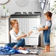 Twin Tub Portable Washing Machine with Drain Pump Timer Control Dorm Gray