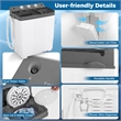 Twin Tub Portable Washing Machine with Drain Pump Timer Control Dorm Gray