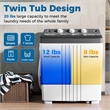 Twin Tub Portable Washing Machine with Drain Pump Timer Control Dorm Gray