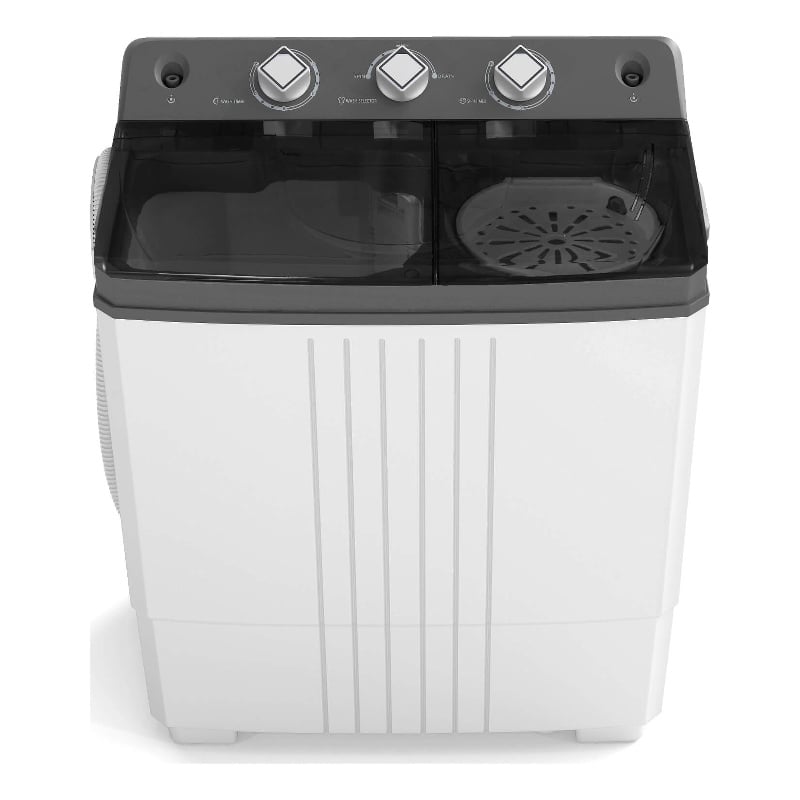 Twin Tub Portable Washing Machine with Drain Pump Timer Control Dorm Gray