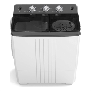 Twin Tub Portable Washing Machine with Drain Pump Timer Control Dorm Gray
