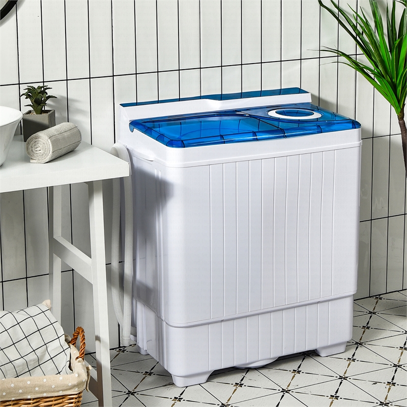26lbs Portable Semi automatic Washing Machine with Built in Drain Pump Blue