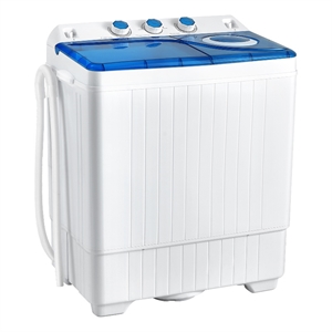 26 lbs Portable Semi automatic Twin Tub Washing Machine with Drain Pump Blue