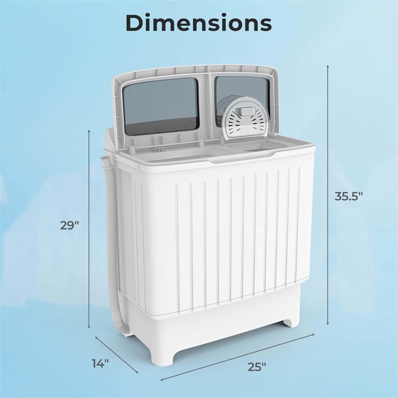 Portable Washing Machine Twin Tub Laundry Washer with 20 lbs Capacity White