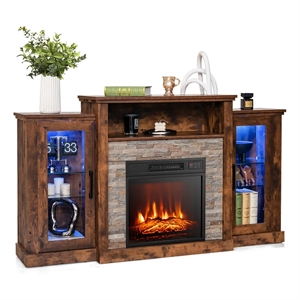 Fireplace TV Stand and 18inch Electric Fireplace Brown