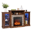 Fireplace TV Stand and 18inch Electric Fireplace Brown