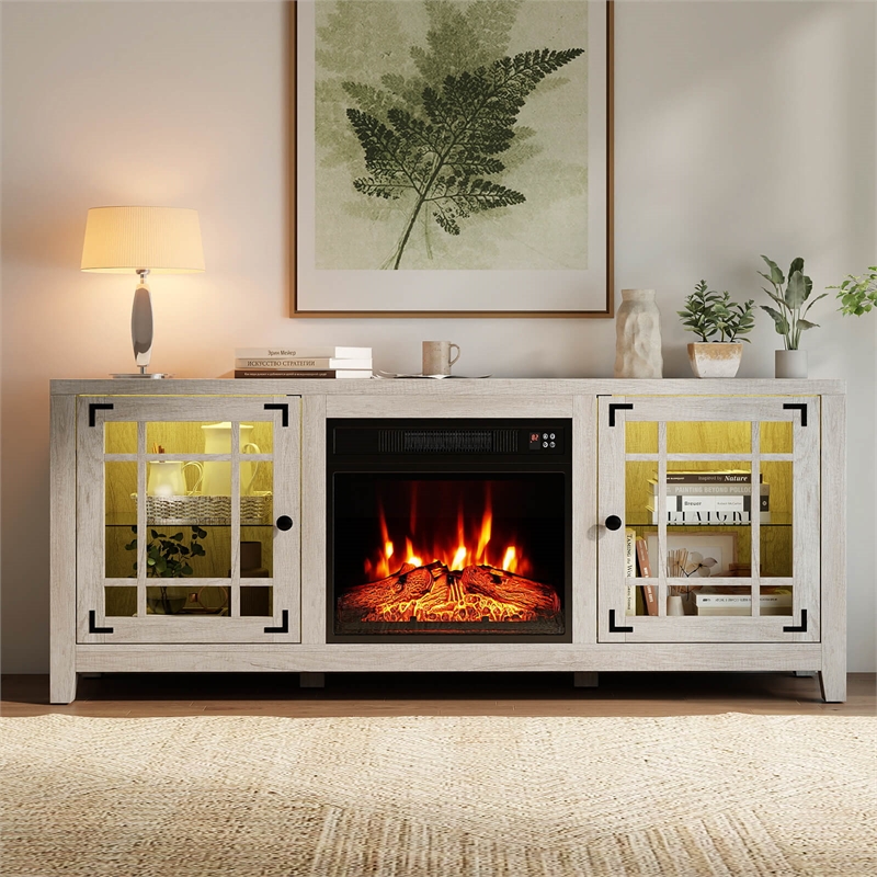 58inch Fireplace TV Stand and 18inch Electric Fireplace Gray