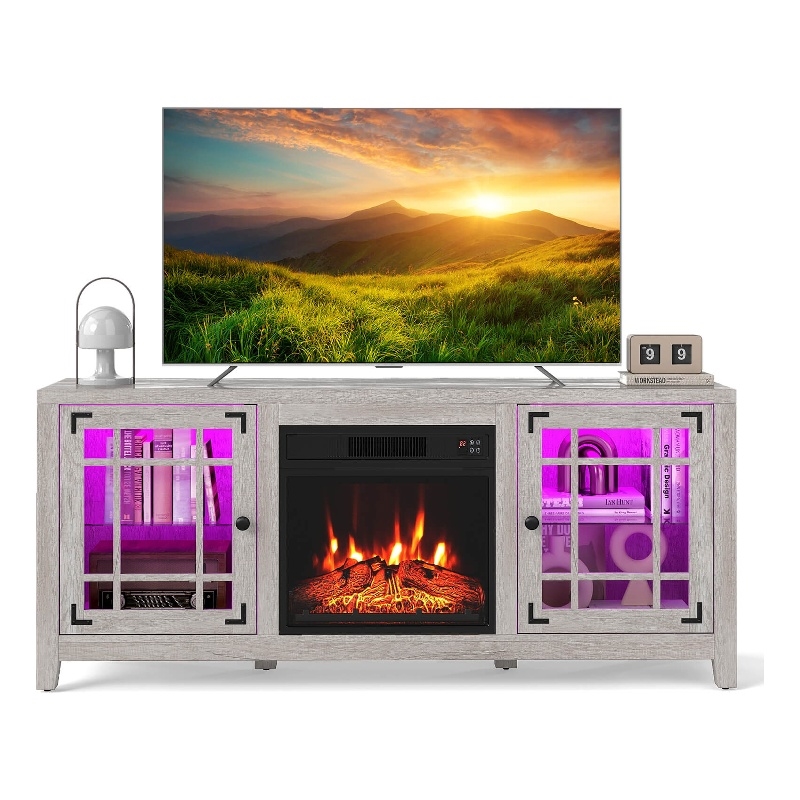 58inch Fireplace TV Stand and 18inch Electric Fireplace Gray