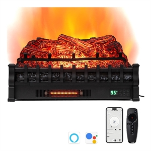 26inch WiFi Infrared Quartz Electric Fireplace Insert Logs Heater Black