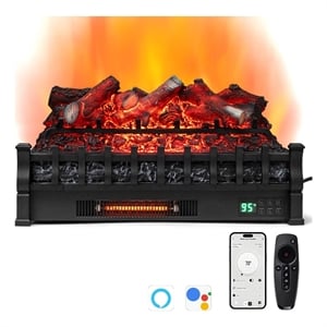26inch WiFi Infrared Quartz Electric Fireplace Insert Heater Black