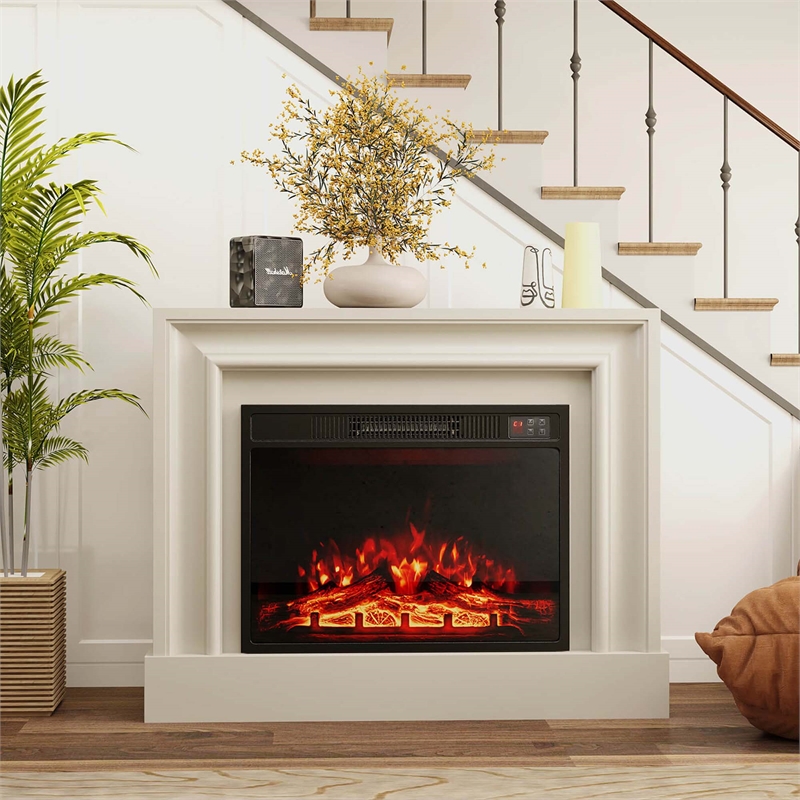 23inch Electric Fireplace Insert Adjustable Flame Color Brightness Black