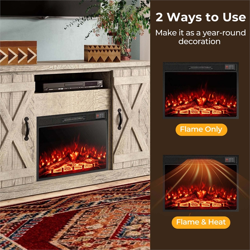 23inch Electric Fireplace Insert Adjustable Flame Color Brightness Black