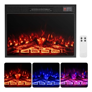 23inch Electric Fireplace Insert Adjustable Flame Color Brightness Black