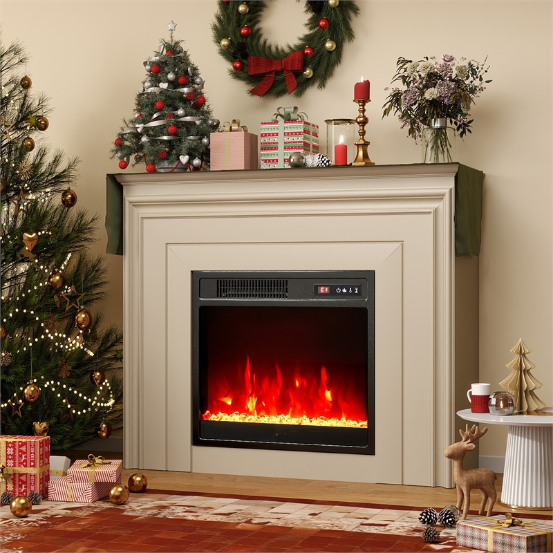 18inch Electric Fireplace Insert Adjustable Flame Color Brightness Black
