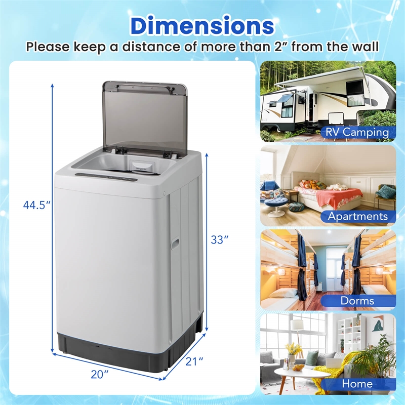 Portable Washing Machine 11 LBS Full Automatic Washer Machine Gray