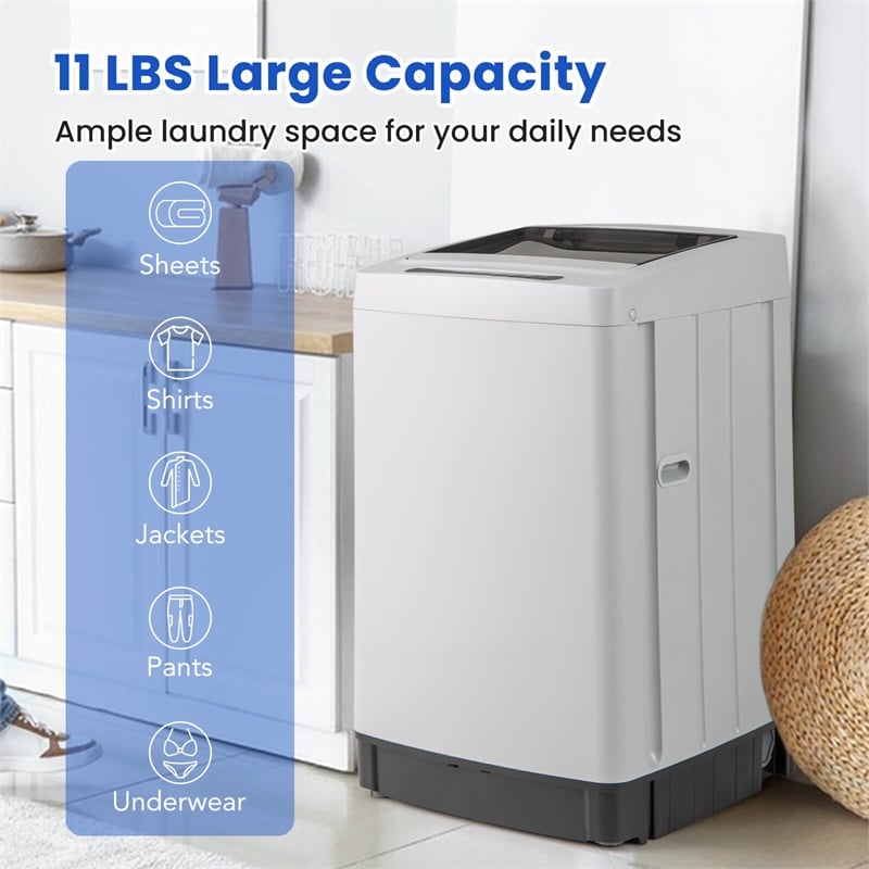 Portable Washing Machine 11 LBS Full Automatic Washer Machine Gray