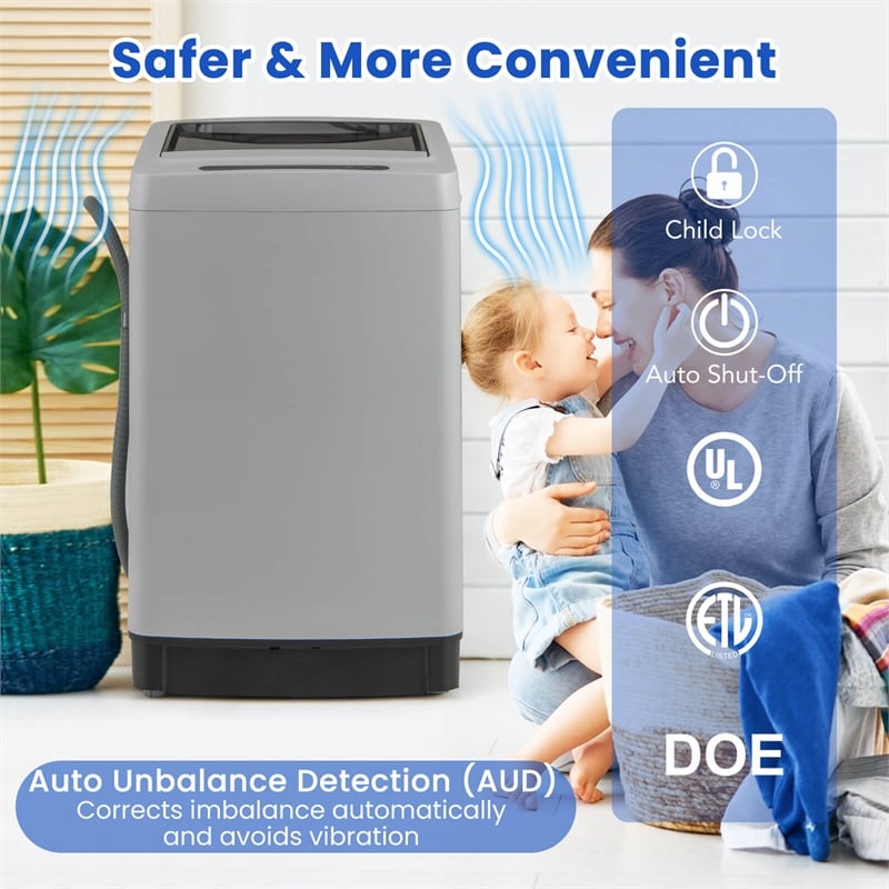 Portable Washing Machine 11 LBS Full Automatic Washer Machine Gray