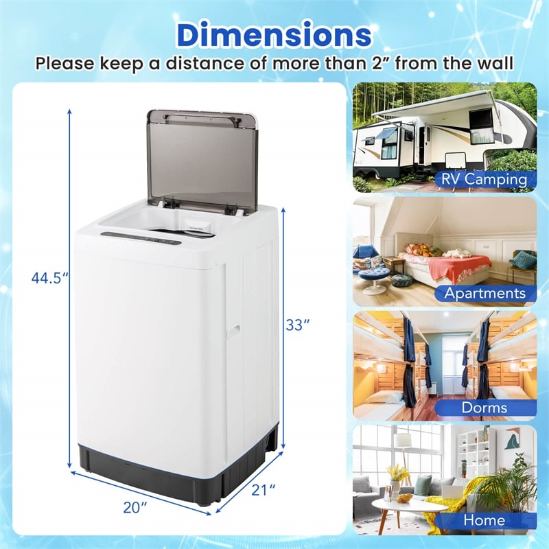 Portable Washing Machine 11 LBS Full Automatic Washer Machine White