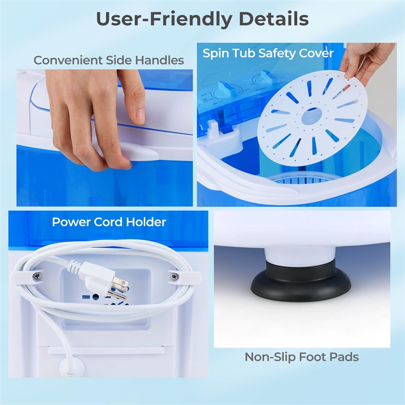 Portable Washing Machine 5.5 lbs Washer with Removable Spin Dry Tub Blue